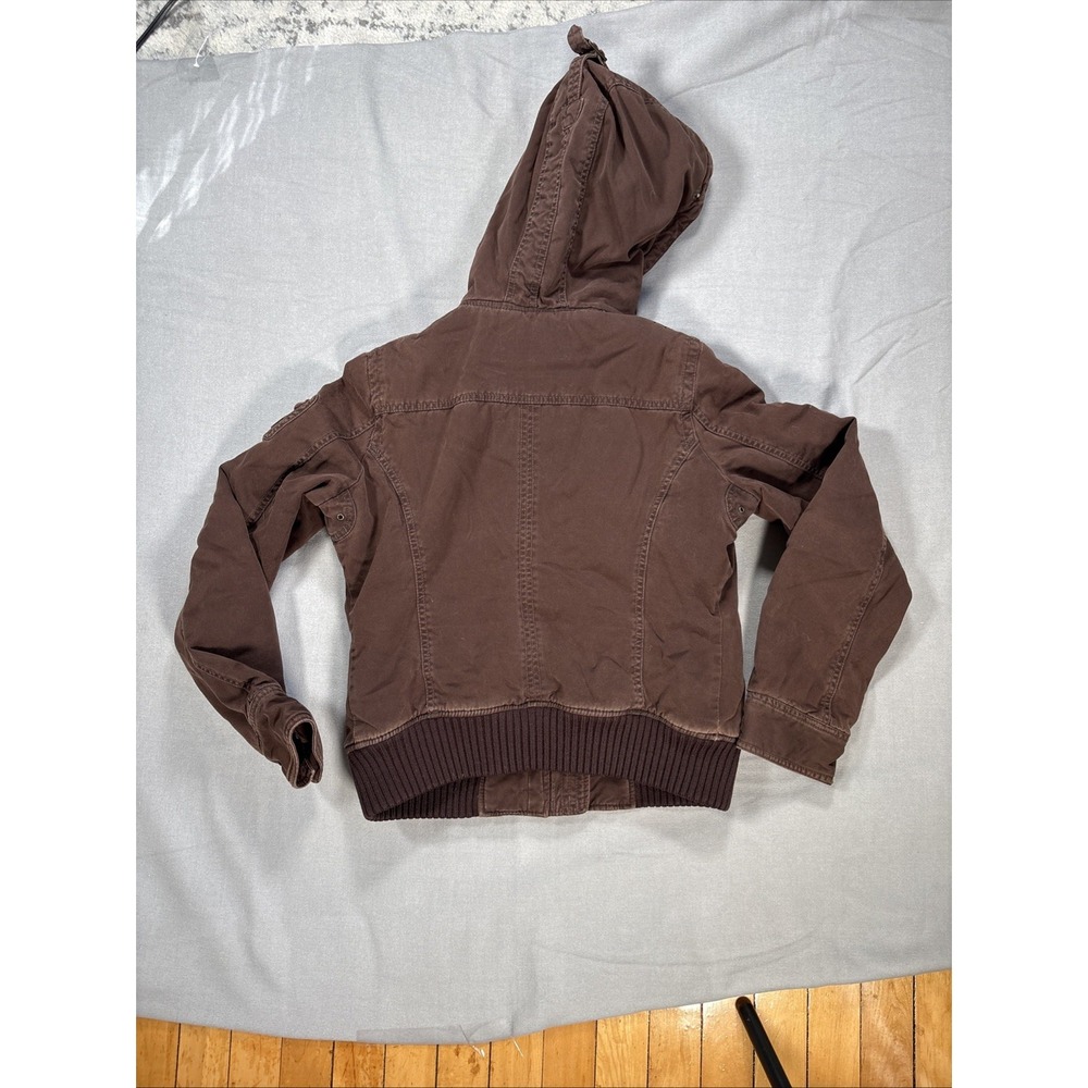 Vintage Abercrombie & Fitch Jacket Womens Large Brown Faux Fur Lined Bomber Y2K - Picture 10 of 11